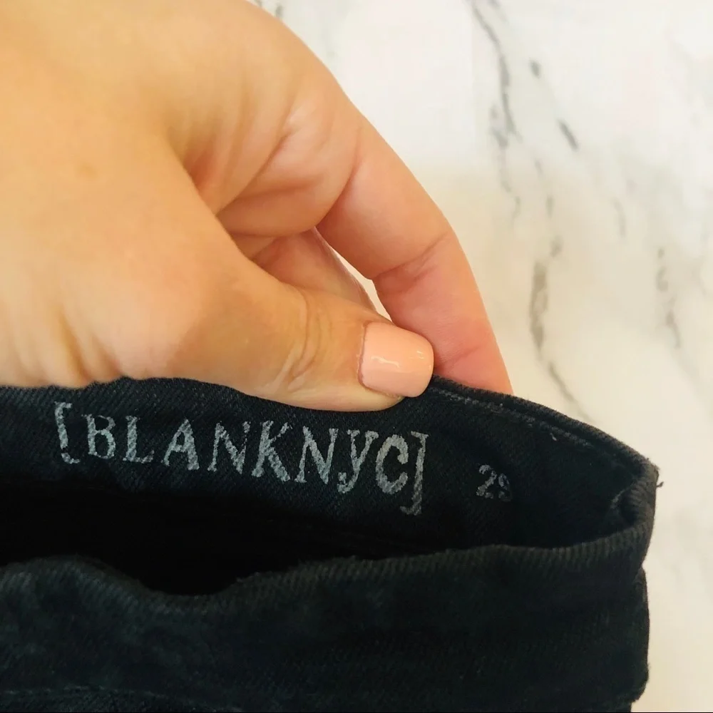 Blank NYC/ Black Distressed Denim Bermuda Shorts - Picture 4 of 6